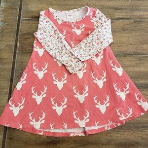 Ricrac & ruffles deer print floral 3t dress